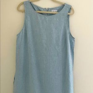 J Jill linen dress, size large, darts and front slits w/ mother of pearl buttons